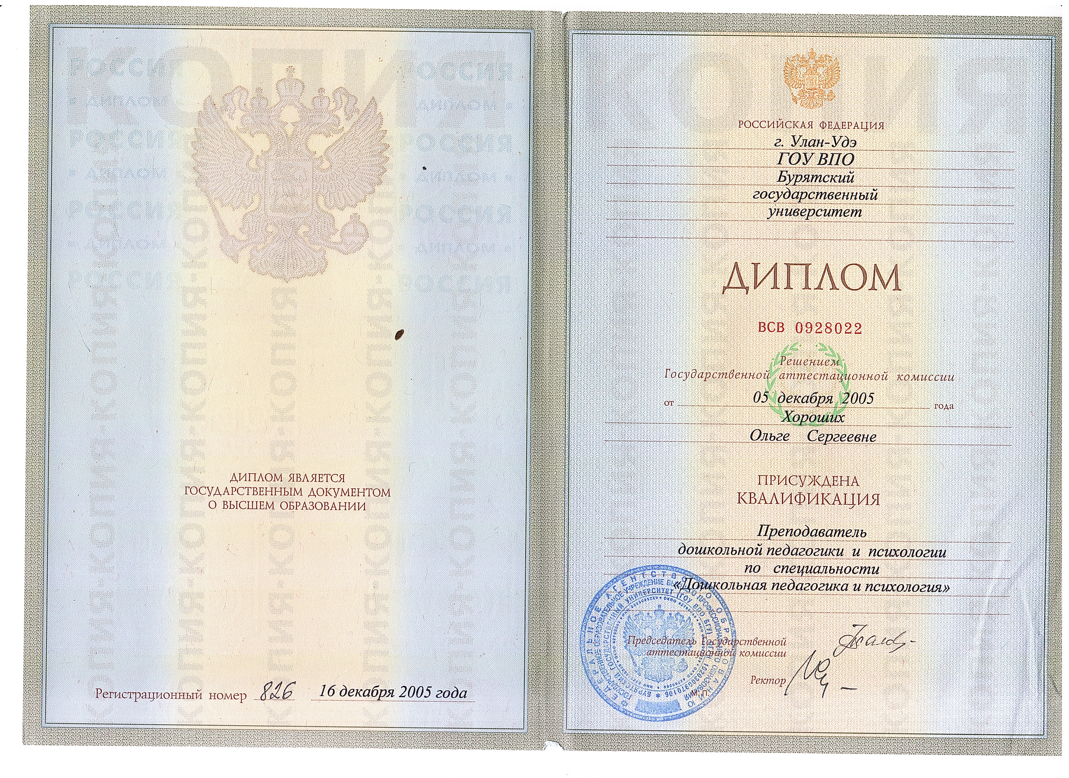 Диплом педагога-психолога